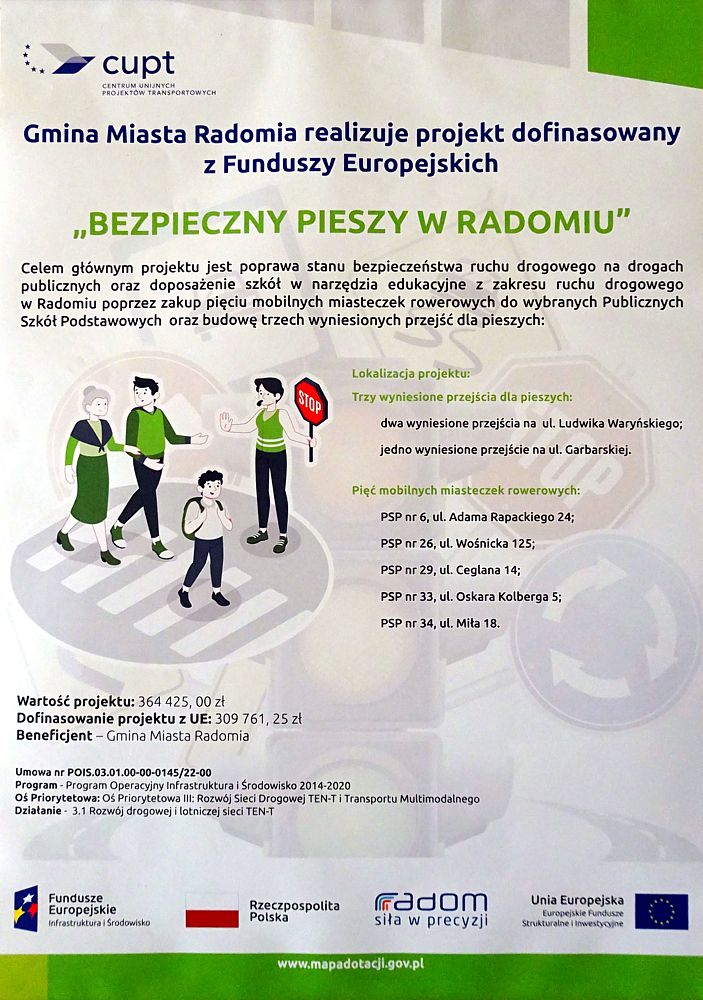 Plakat projektu Bezpieczny pieszy w Radomiu