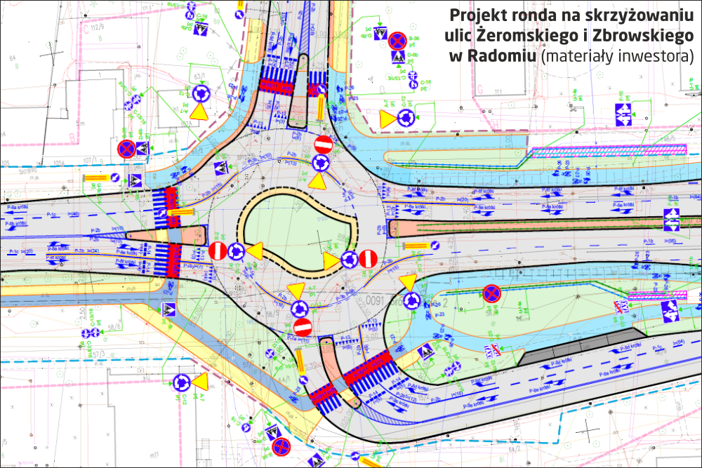 Projekt ronda na skrzyżowaniu ulic Żeromskiego i Zbrowskiego