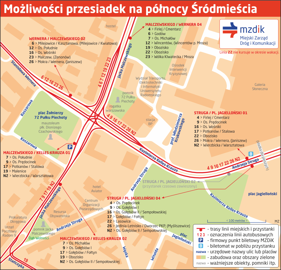 Możliwości przesiadek na północy Śródmieścia