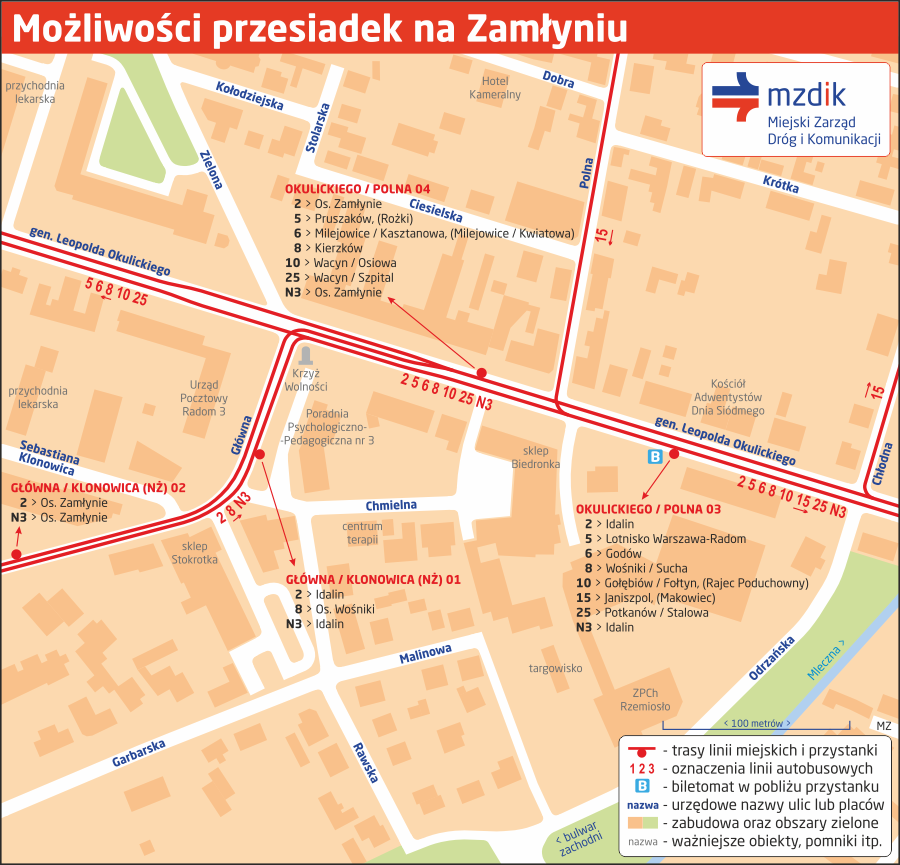 Możliwości przesiadek na Zamłyniu