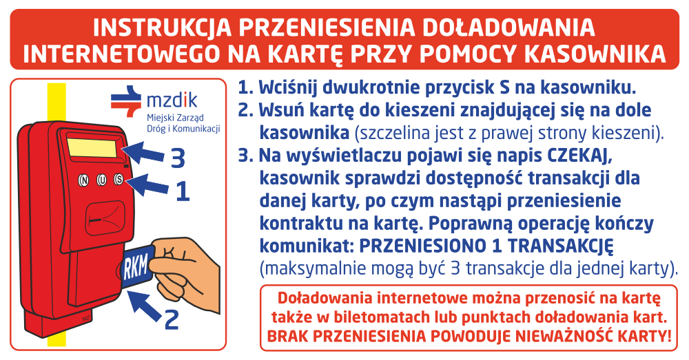 Instrukcja przeniesienia doładowania internetowego na kartę przy pomocy kasownika