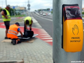 Przycisk do wzbudzania świateł przez pieszych.