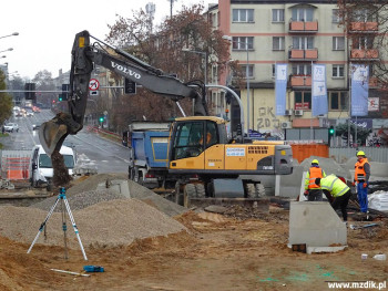 Budowa kanalizacji deszczowej przy wiaduktach.