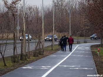 Asfaltowy ciąg wzdłuż ulicy Szarych Szeregów.
