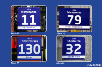 Zdjęcia tablic adresowych SIM w Radomiu (25-28).