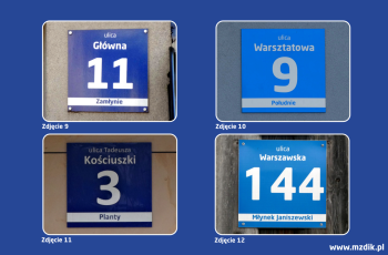 Zdjęcia tablic adresowych SIM w Radomiu (9-12).