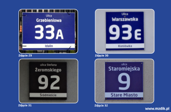 Zdjęcia tablic adresowych SIM w Radomiu (29-32).